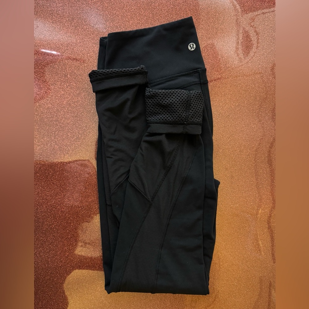 lululemon athletica Black Leggings mesh detail size 8
